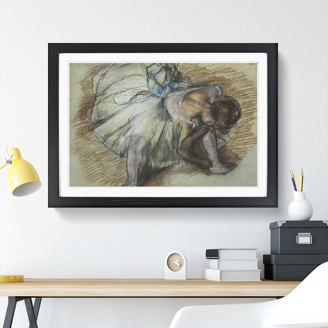 Ballet Ballerina Dancer Tying Her Slipper Vol.3 by Edgar Degas - Picture Frame Painting East Urban Home Size: 36cm H x 48cm W x 2cm D, Frame Option: B on Productcaster.