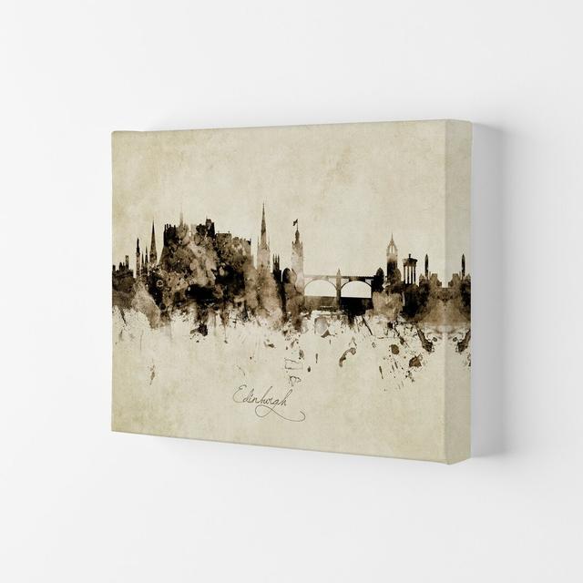 Edinburgh Scotland Skyline Vintage by Michael Tompsett - Graphic Art Latitude Run Format: Wrapped Canvas, Size: 42cm H x 59.4cm W x 4cm D on Productcaster.