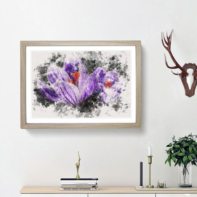 Purple Crocus Flower - Picture Frame Graphic Art Print East Urban Home Size: 33cm H x 45cm W x 2cm D, Frame Option: Oak Framed on Productcaster.