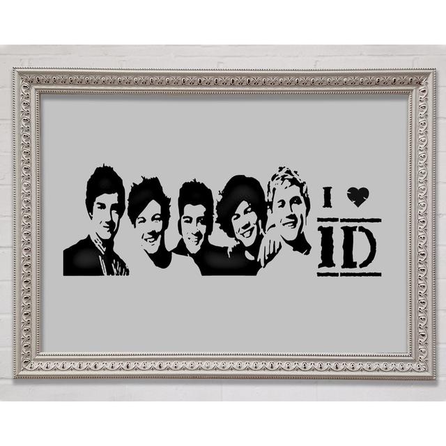 Music Quote I Love 1 Direction Grey Framed Print Happy Larry Size: 100cm H x 141.4cm W x 3cm D on Productcaster.