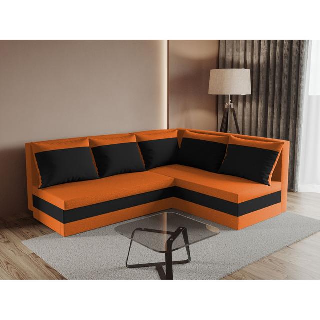 Ecksofa Amesha mit Bettfunktion Metro Lane Polsterfarbe: Orange/Schwarz on Productcaster.