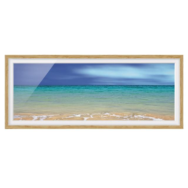 Picture With Frame - Indian Ocean - Landscape Panorama Highland Dunes Size: 50cm H x 130cm W x 2cm D, Frame Option: Brown Framed on Productcaster.