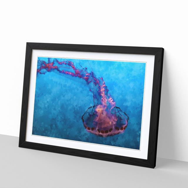 Pink and Blue Jellyfish - Picture Frame Graphic Art Print East Urban Home Size: 62cm H x 87cm W x 2cm D, Format: Black on Productcaster.