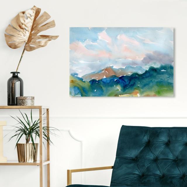 'Mountain Range Landscape' Painting on Wrapped Canvas East Urban Home Size: 25.4 cm H x 38.1 cm W on Productcaster.