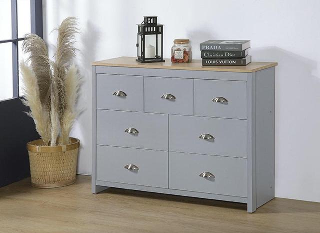 Shinde 7 - Drawer Chest of Drawers ClassicLiving Colour: Grey on Productcaster.