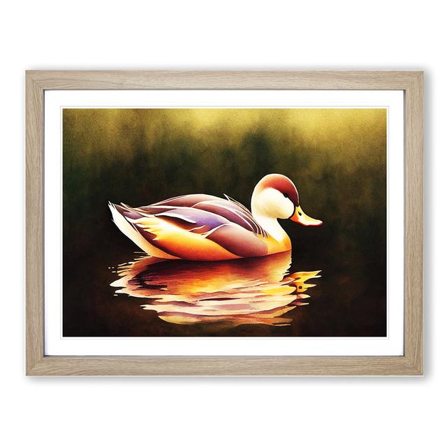 Watercolour Duck Vol.5 - Picture Frame Graphic Art 17 Stories Size: 25cm H x 34cm W x 2cm D, Frame Colour: Oak on Productcaster.