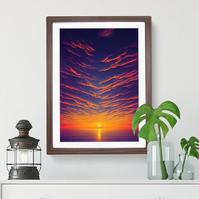 The Grand Ocean Sunset House of Hampton Size: 64cm H x 46cm W x 2cm D, Frame Colour: Walnut Framed on Productcaster.