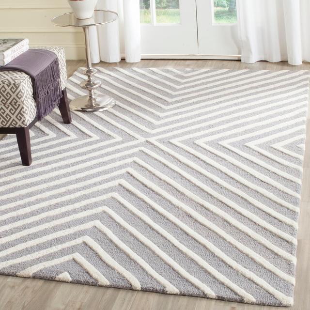 Shildon Hand-Tufted Silver/Ivory Area Rug Ebern Designs Rug Size: Rectangle 121 x 182cm on Productcaster.