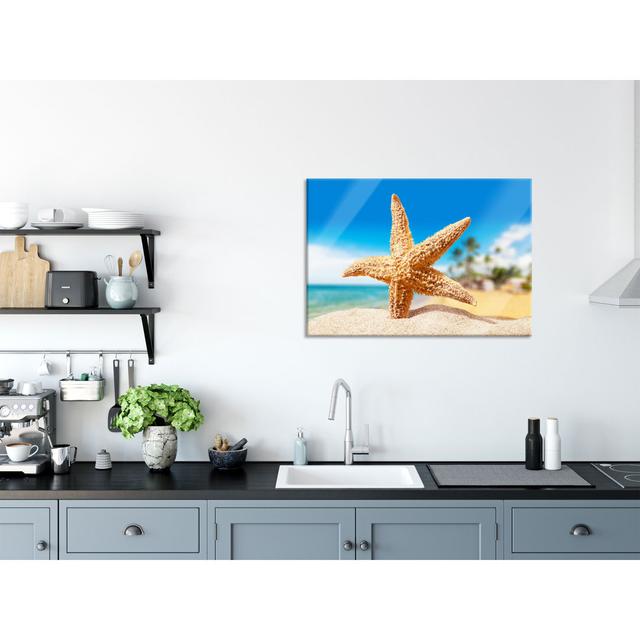 Glass picture | Mural on real glass Starfish Palm Beach | Incl. Suspension and spacers LF9533 Highland Dunes Size: 70cm H x 100cm W on Productcaster.