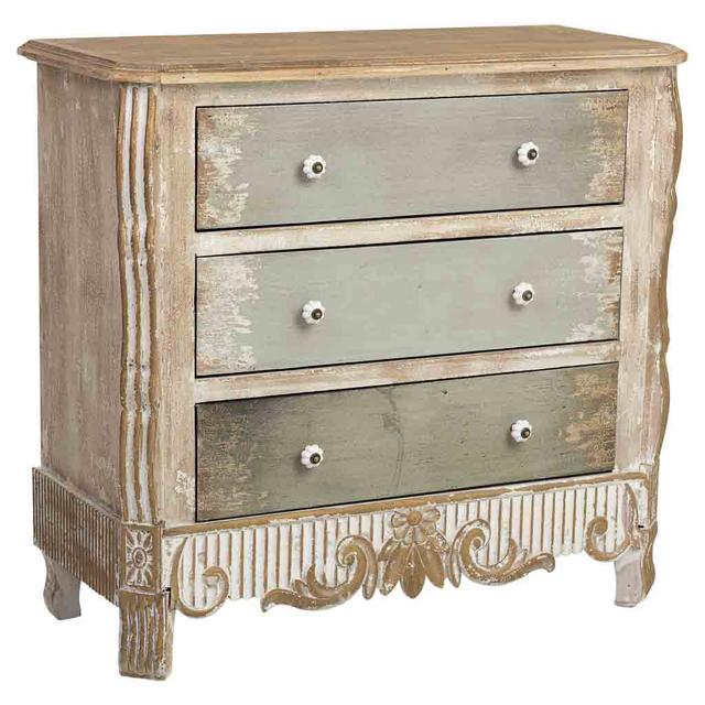 WOODEN CHEST OFFER WITH 3 DRAWERS AGED FINISH Fleur De Lis Living on Productcaster.