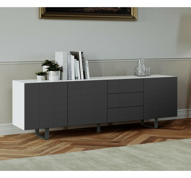 Sideboard Florenz Ebern Designs Farbe: Weiß/Schwarz on Productcaster.