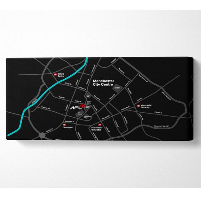 Manchester Stadtplan Panoramaleinwand Perspections Größe: 50,8 cm H x 121,9 cm B on Productcaster.