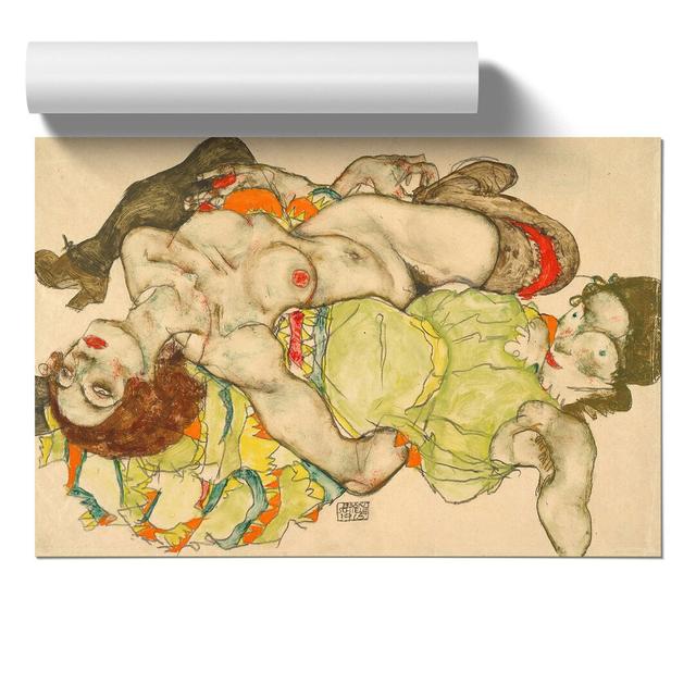 Female Lovers by Egon Schiele - No Frame Painting East Urban Home Size: 42cm H x 59cm W x 0.1cm D on Productcaster.