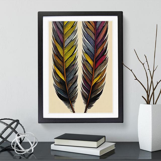 Graceful Feathers - Picture Frame Graphic Art World Menagerie Size: 46cm H x 34cm W x 2cm D, Frame Colour: Black on Productcaster.