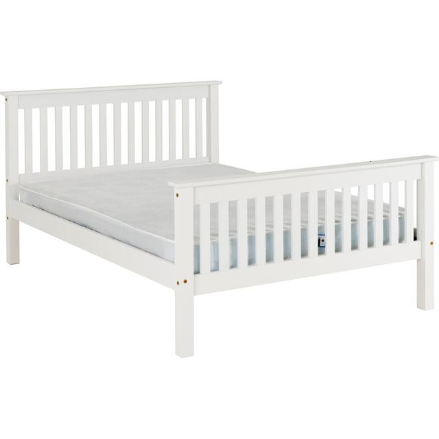 Ursina Bed Frame Three Posts Colour: White, Mattress Size: Small Double (4') on Productcaster.