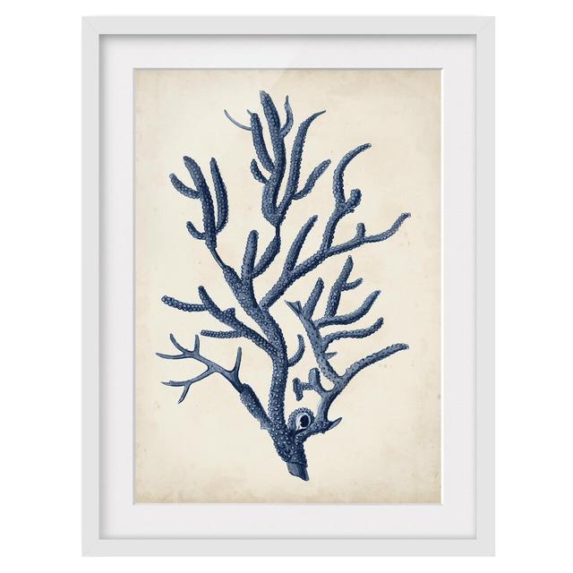 Picture With Frame - Indigo Coral II - Portrait 4:3 Highland Dunes Size: 40cm H x 30cm W x 2cm D, Frame Option: White on Productcaster.