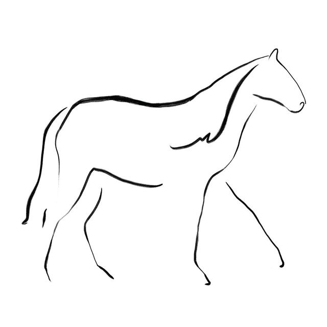 Line Drawing Horse - Wrapped Canvas Print Natur Pur Size: 51cm H x 51cm W x 3.8cm D on Productcaster.