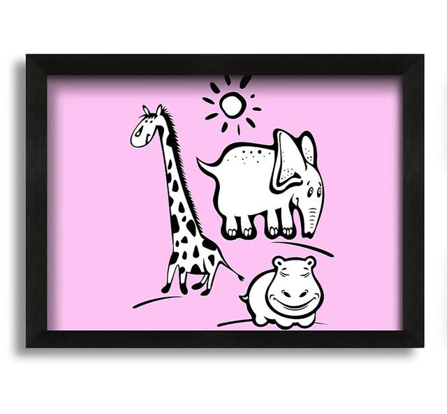 Animals Under The Sun Pink Framed Print - Picture Frame Graphic Art on Canvas Isabelle & Max Size: 60Cm H x 84Cm W x 10Cm D on Productcaster.