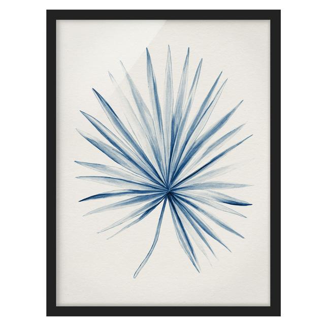 Drawing Tropical Fan Palm in Indigo - Picture Frame Painting Bay Isle Home Size: 40cm H x 30cm W x 2cm D, Frame Option: Black on Productcaster.