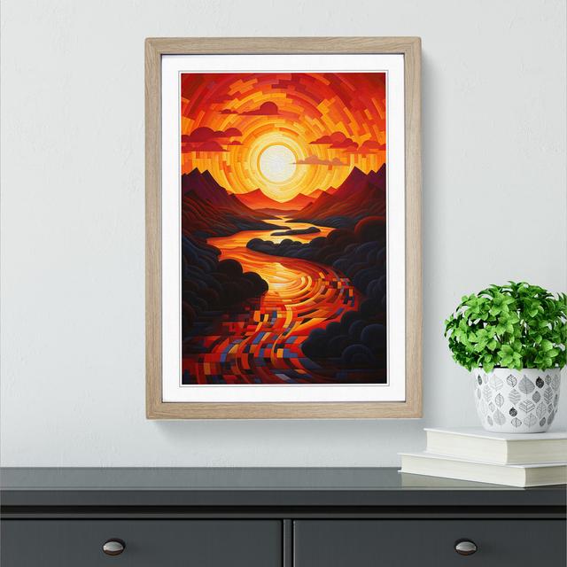 Sunset Orphism No.3 - Single Picture Frame Print on Wood Alpen Home Frame Colour: Oak, Size: 46cm H x 34cm W x 2cm D on Productcaster.