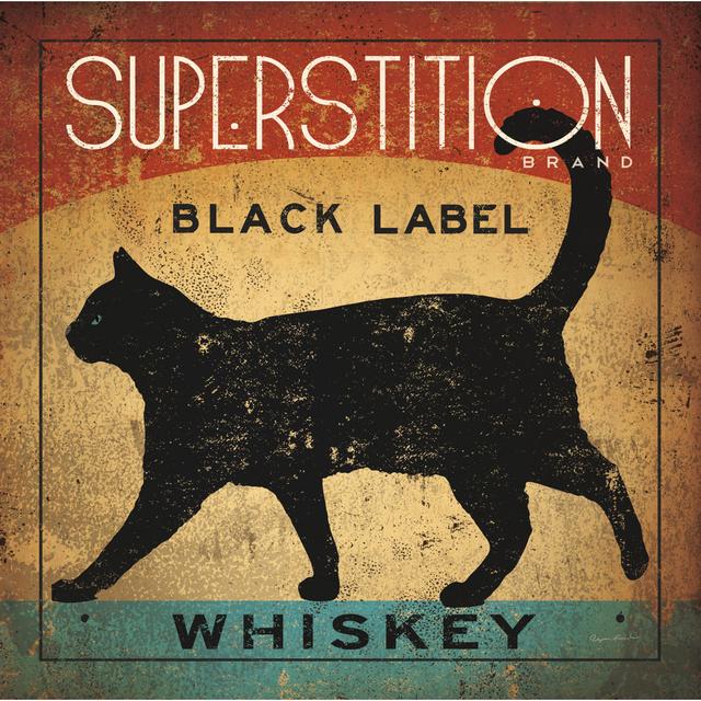 Superstition Black Label Whiskey Cat by Ryan Fowler - Wrapped Canvas Print The Seasonal Aisle Size: 51cm H x 76cm W x 3.8cm D on Productcaster.