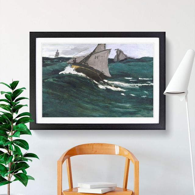 The Green Wave by Claude Monet - Picture Frame Painting East Urban Home Frame Option: Black, Size: 27cm H x 36cm W x 2cm D on Productcaster.