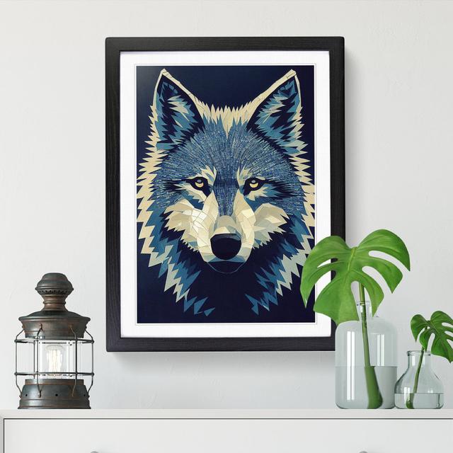 Wolf Mosaic - Print Alpen Home Size: 34cm H x 25cm W x 2cm D, Frame Option: Oak on Productcaster.