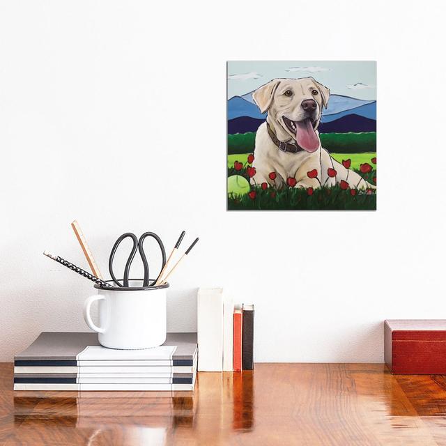 Yellow Lab 'Happy Place' by Hippie Hound Studios - Wrapped Canvas Print ClassicLiving Size: 30.48cm H x 30.48cm W x 1.91cm D on Productcaster.