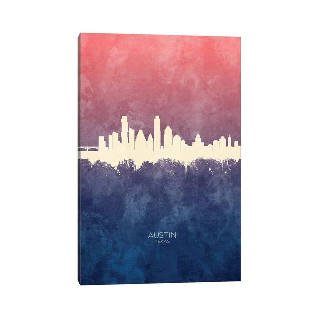 Austin Texas Skyline Blue Rose by Michael Tompsett - Wrapped Canvas Print Metro Lane Size: 45.72cm H x 30.48cm W x 1.91cm D on Productcaster.