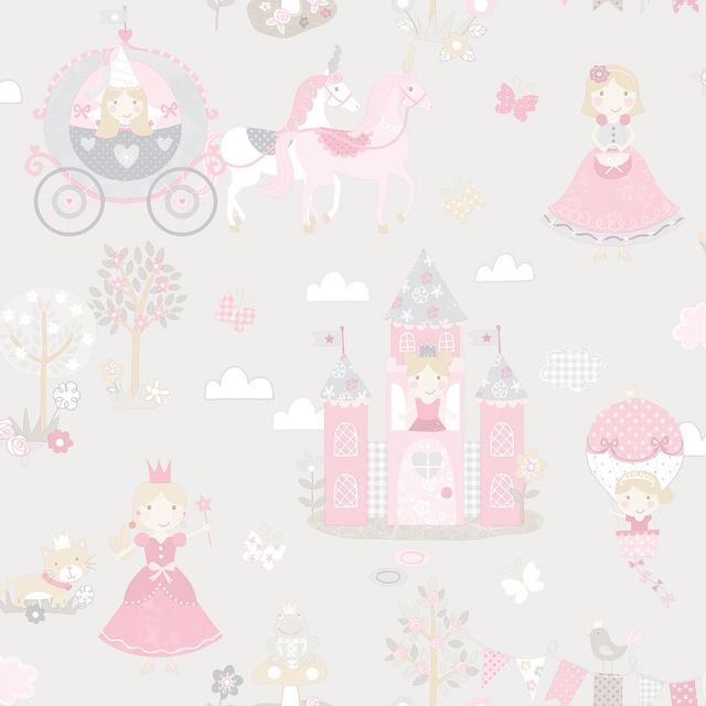 Pettengill 10m x 53cm Matte Paste the Wall Wallpaper Roll Zoomie Kids Colour: Grey/Pink on Productcaster.