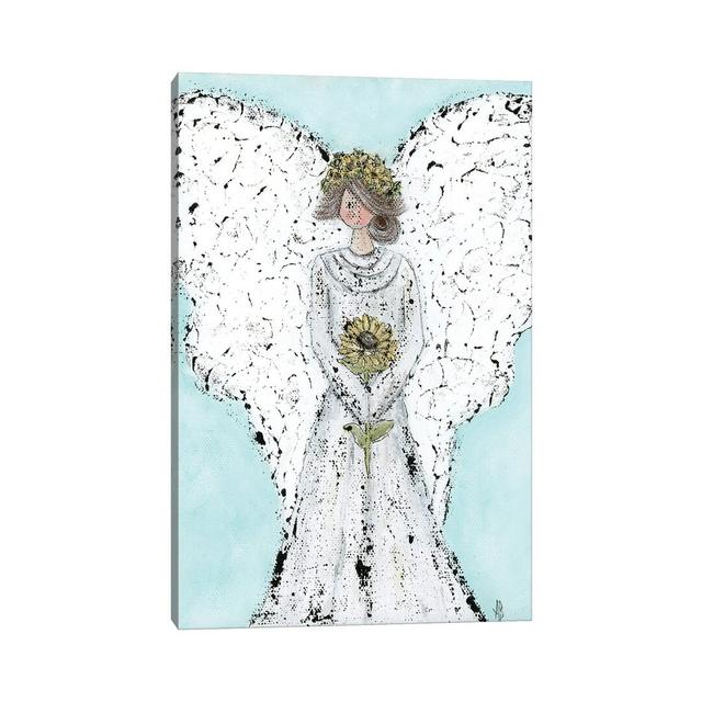 Sunflower Angel-Canvas Happy Larry Format: Wrapped Canvas, Size: 152.4cm H x 101.6cm W x 3.81cm D on Productcaster.