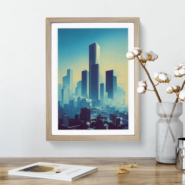 A Serene City Skyline No.2 Abstract - Picture Frame Graphic Art 17 Stories Size: 46cm H x 34cm W x 2cm D, Frame Colour: Oak on Productcaster.