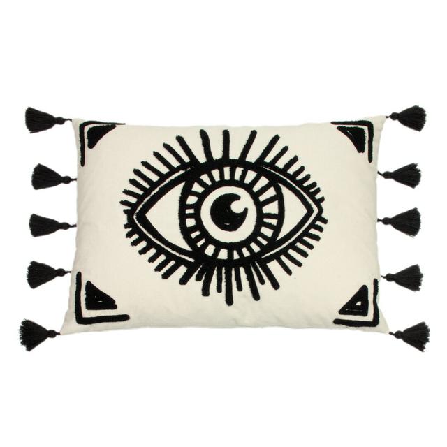 Furn. Ashram Eye Cushion Cover, Polyester, Monochrome furn. Colour: White/Black on Productcaster.