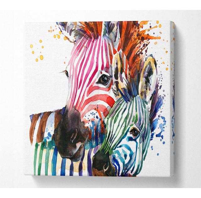 Dursunbey Multicoloured Rainbow Zebra - Wrapped Canvas Art Prints ClassicLiving Size: 81.3cm H x 81.3cm W x 10cm D on Productcaster.