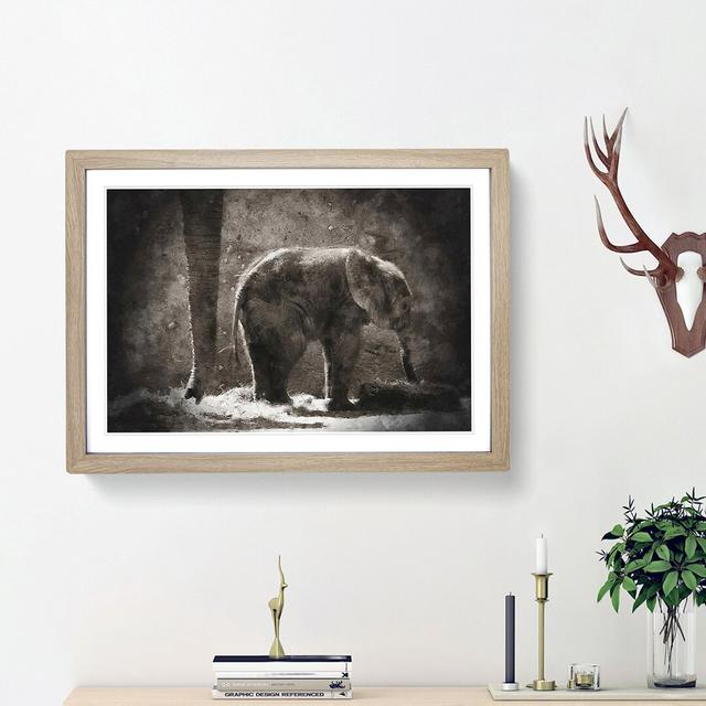 Mother and Baby Elephant Together - Picture Frame Painting Print East Urban Home Frame Option: Oak Framed, Size: 45cm H x 63cm W x 2cm D on Productcaster.