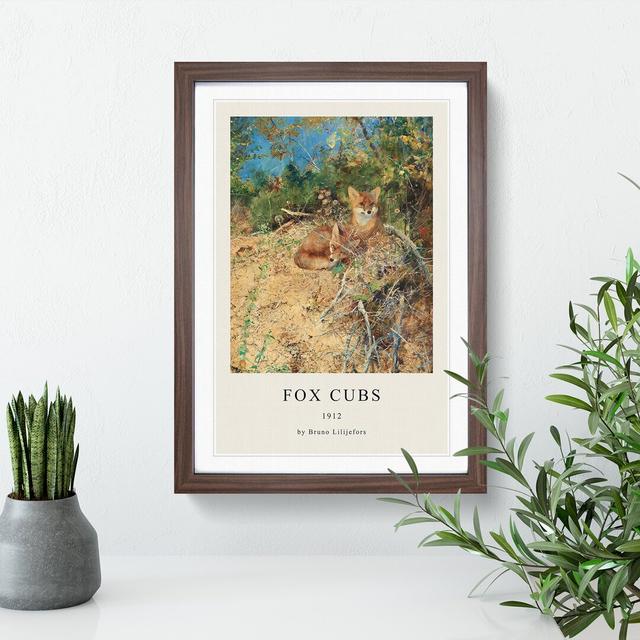 Fox Cubs by Bruno Liljefors - Picture Frame Graphic Art East Urban Home Size: 36cm H x 27cm W x 2cm D, Frame Option: Walnut Framed on Productcaster.