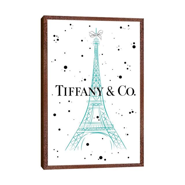 Tiffanys In Paris by Martina Pavlova - Print on Canvas Etta Avenue Size: 152.4cm H x 101.6cm W x 3.81cm D, Frame Option: Brown Framed on Productcaster.