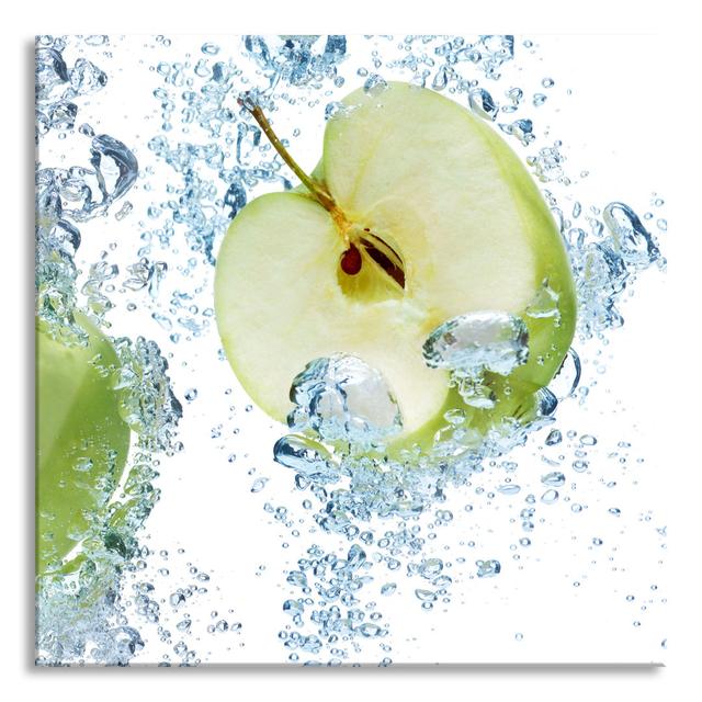 Fresh Apple Slices In Water - No Frame Print on Glass Brayden Studio Size: 60cm H x 60cm W x 0.4cm D on Productcaster.