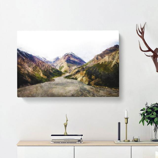 Path Through The Mountains - Wrapped Canvas Print East Urban Home Size: 50cm H x 76cm W x 3cm D on Productcaster.