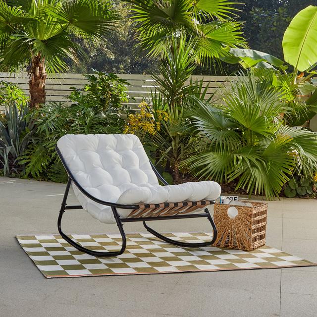 Hambleton Outdoor Rocker Chair 17 Stories Cushion Colour: Ivory on Productcaster.