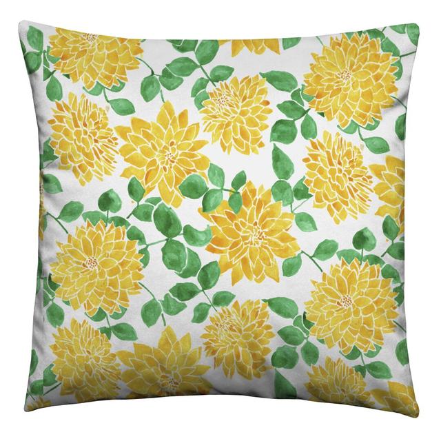 Cushion in Yellow with Floral Pattern by August Grove on Productcaster.