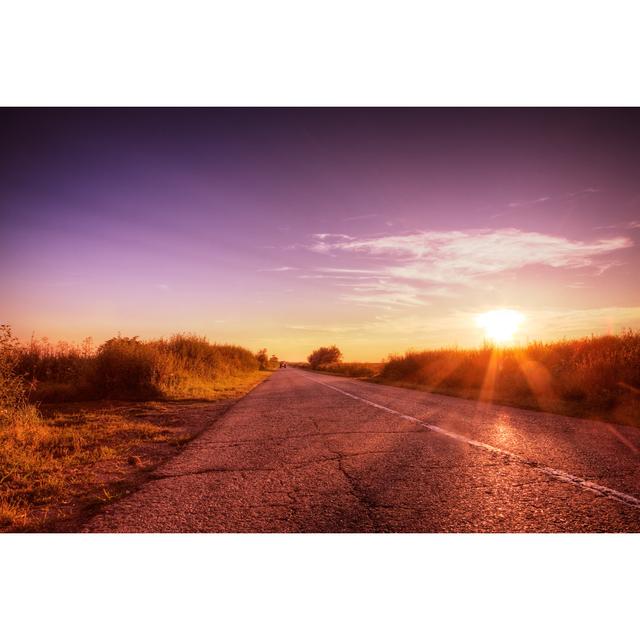 Purple Countryside Road Sunset by NoSystem Images - No Frame Print on Canvas 17 Stories Size: 81cm H x 122cm W on Productcaster.