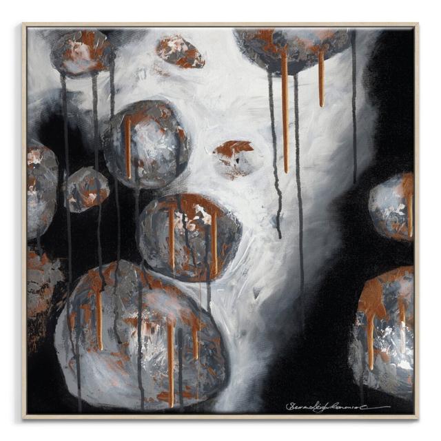 'Mono Rocks' Framed Art Print on Canvas East Urban Home Size: 61cm H x 61cm W, Frame Options: Timber on Productcaster.