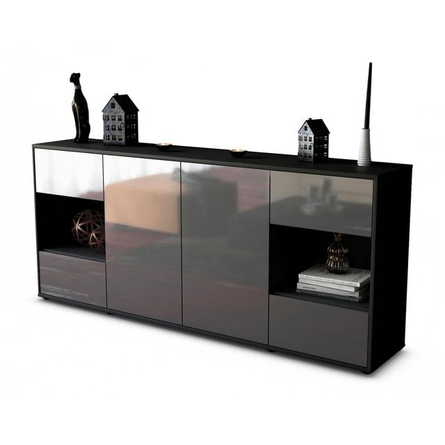 Everson Sideboard Latitude Run Body/Front colour: Black/High-gloss grey on Productcaster.