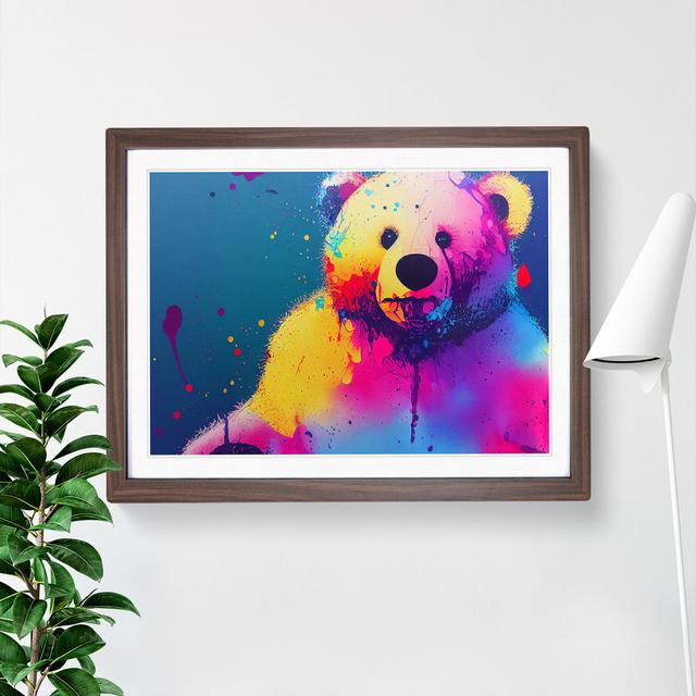 Teddy Bear Splash Vol.2 Abstract - Single Picture Frame Print Marlow Home Co. Size: 46cm H x 64cm W, Frame Colour: Brown on Productcaster.