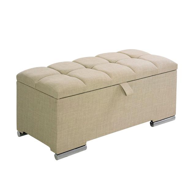 101.6Cm Wide Tufted Rectangle Solid Colour Storage Ottoman with Storage FunkyBedz Upholstery Colour: Light Brown on Productcaster.