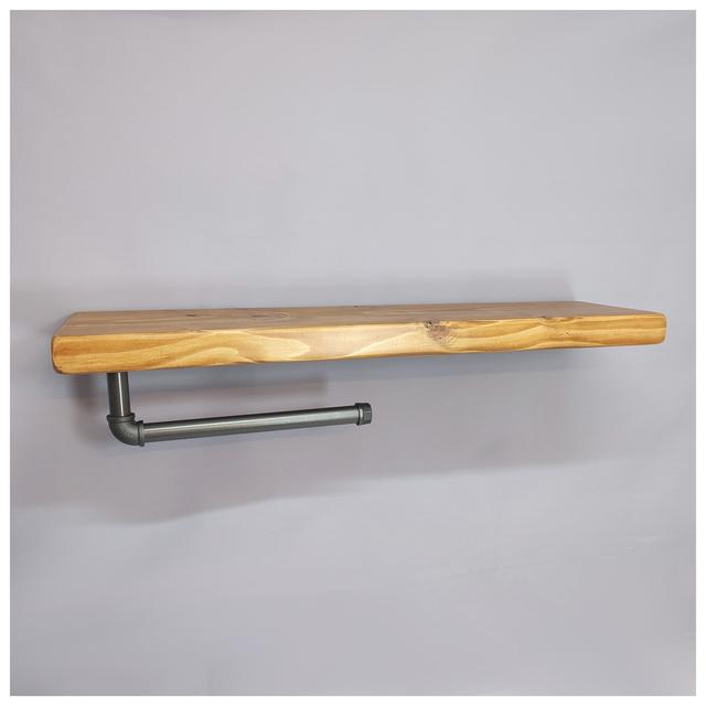 Wooden Handmade Rustic Kitchen Roll Silver Holder with Light Oak Shelf 7 inches 175mm Borough Wharf Size: 16"H x 50"W x 17.50"D on Productcaster.