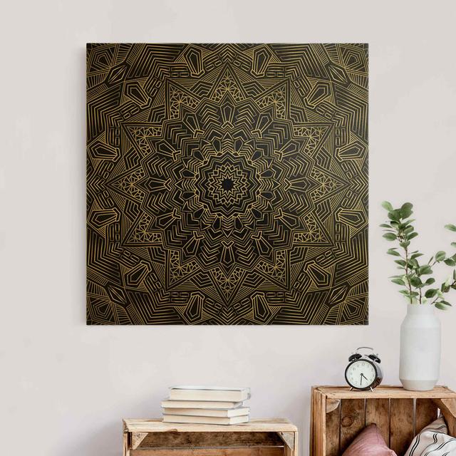 Leinwandbild Gold Mandala Sternmuster in Silber & Schwarz Bloomsbury Market Größe: 80 cm H x 80 cm B on Productcaster.