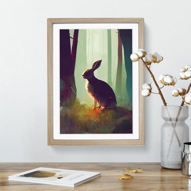 Hare In The Forest - Single Picture Frame Print Brambly Cottage Size: 46cm H x 34cm W x 2cm D, Frame Colour: Oak on Productcaster.