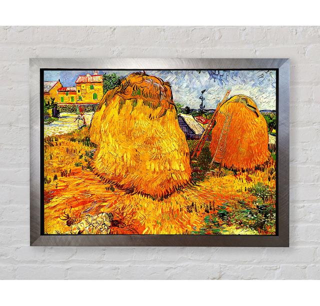 Van Gogh Haystacks In Provence - Print August Grove Format: White Framed Paper, Size: 84.1cm H x 118.9cm W x 8cm D on Productcaster.